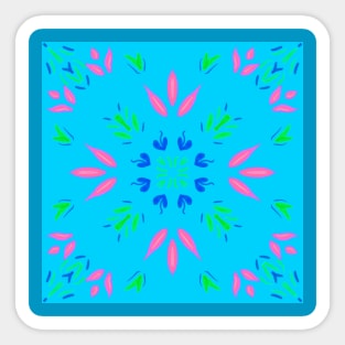 Cyan Flower Pattern Sticker